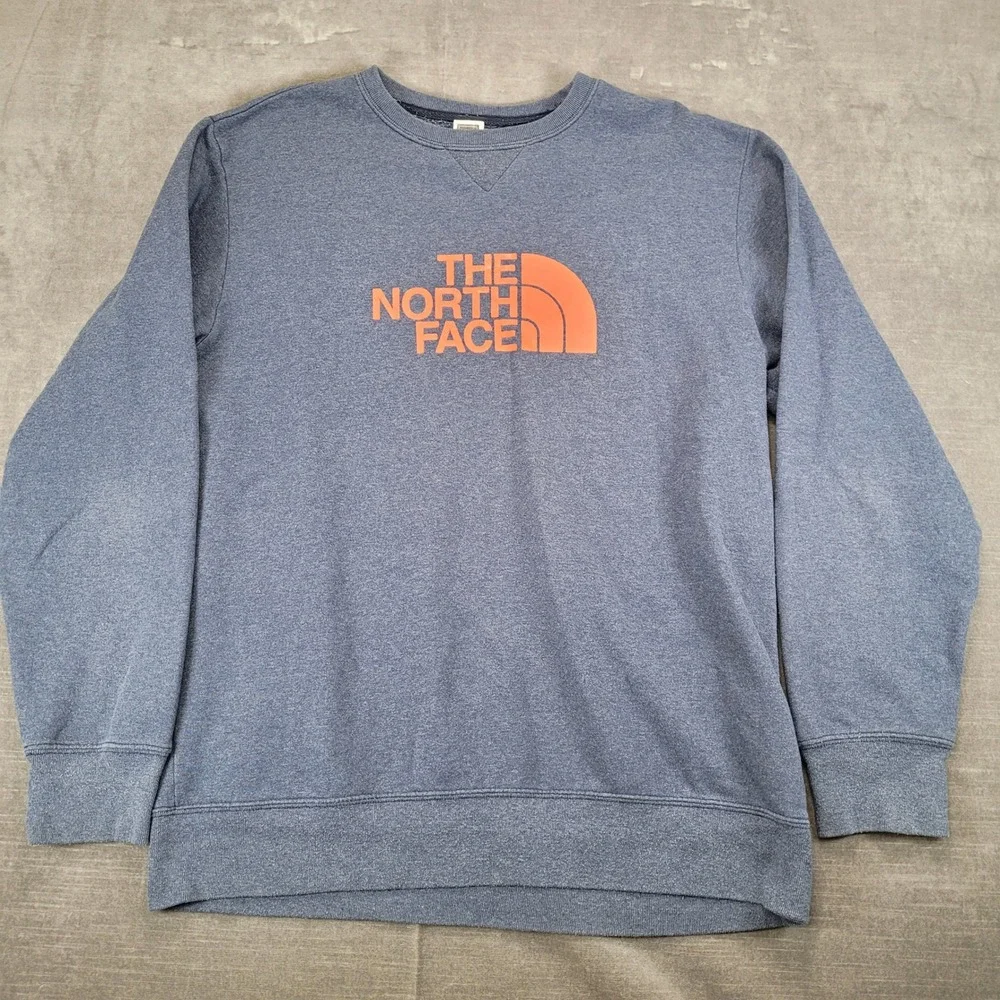 The North Face Y2K Mens Crewneck Sweatshirt Blue Orange‎ Logo Size L